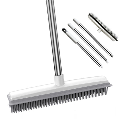 Rubber Broom with Squeegee – Pet Hair Remover for Floors